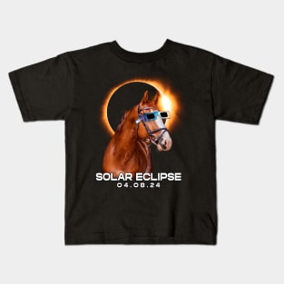 Riding Through the Eclipse: Horse Lover's Cosmic Adventure Tee Kids T-Shirt